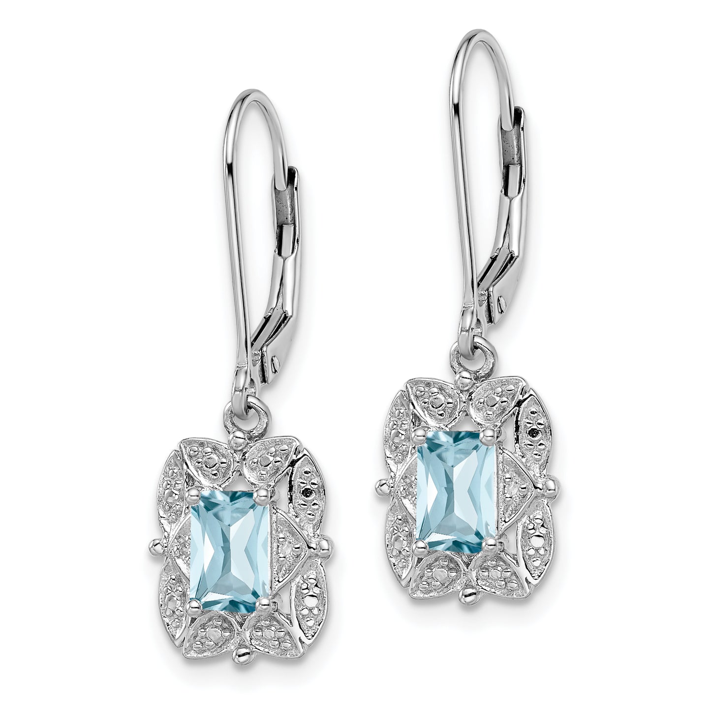 Sterling Silver Rhodium-Plated Diamond And Blue Topaz Earrings