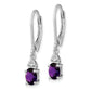 Sterling Silver Rhodium-Plated Diamond And Amethyst Earrings