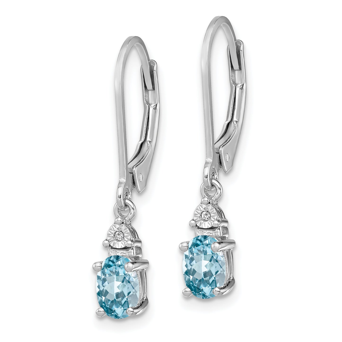 Sterling Silver Rhodium-Plated Diamond And Blue Topaz Earrings