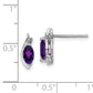 Sterling Silver Rhodium-Plated Diamond And Amethyst Earrings