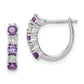 Sterling Silver Rhodium-Plated Amethyst And Diamond Earrings