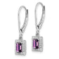 Sterling Silver Rhodium-Plated Amethyst And Diamond Earrings