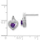 Sterling Silver Rhodium-Plated Amethyst And Diamond Earrings