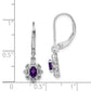 Sterling Silver Rhodium-Plated Amethyst And Diamond Earrings