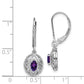 Sterling Silver Rhodium-Plated Amethyst And Diamond Earrings