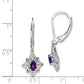 Sterling Silver Rhodium-Plated Amethyst And Diamond Earrings