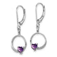 Sterling Silver Rhodium-Plated Amethyst And Diamond Earrings