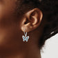 Sterling Silver Rhodium-Plated Blue Topaz And Diamond Earrings