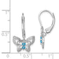 Sterling Silver Rhodium-Plated Blue Topaz And Diamond Earrings