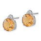 Sterling Silver Citrine And White Topaz Round Post Earrings