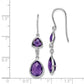 Sterling Silver Rhodium Plated Diamond And Amethyst Dangle Earrings