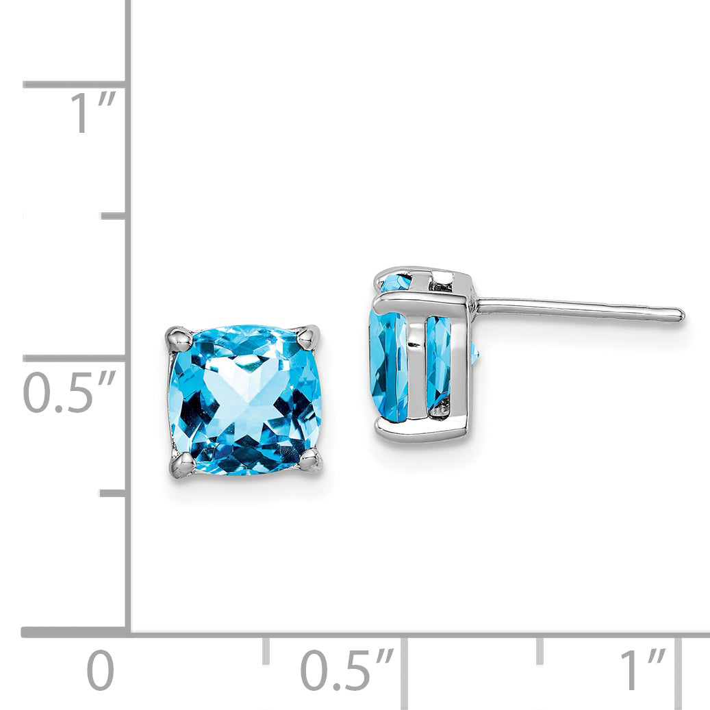 Sterling Silver Rhodium Plated London Blue Topaz Post Earrings