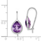 Sterling Silver Rhodium Plated Amethyst Teardrop Dangle Earrings