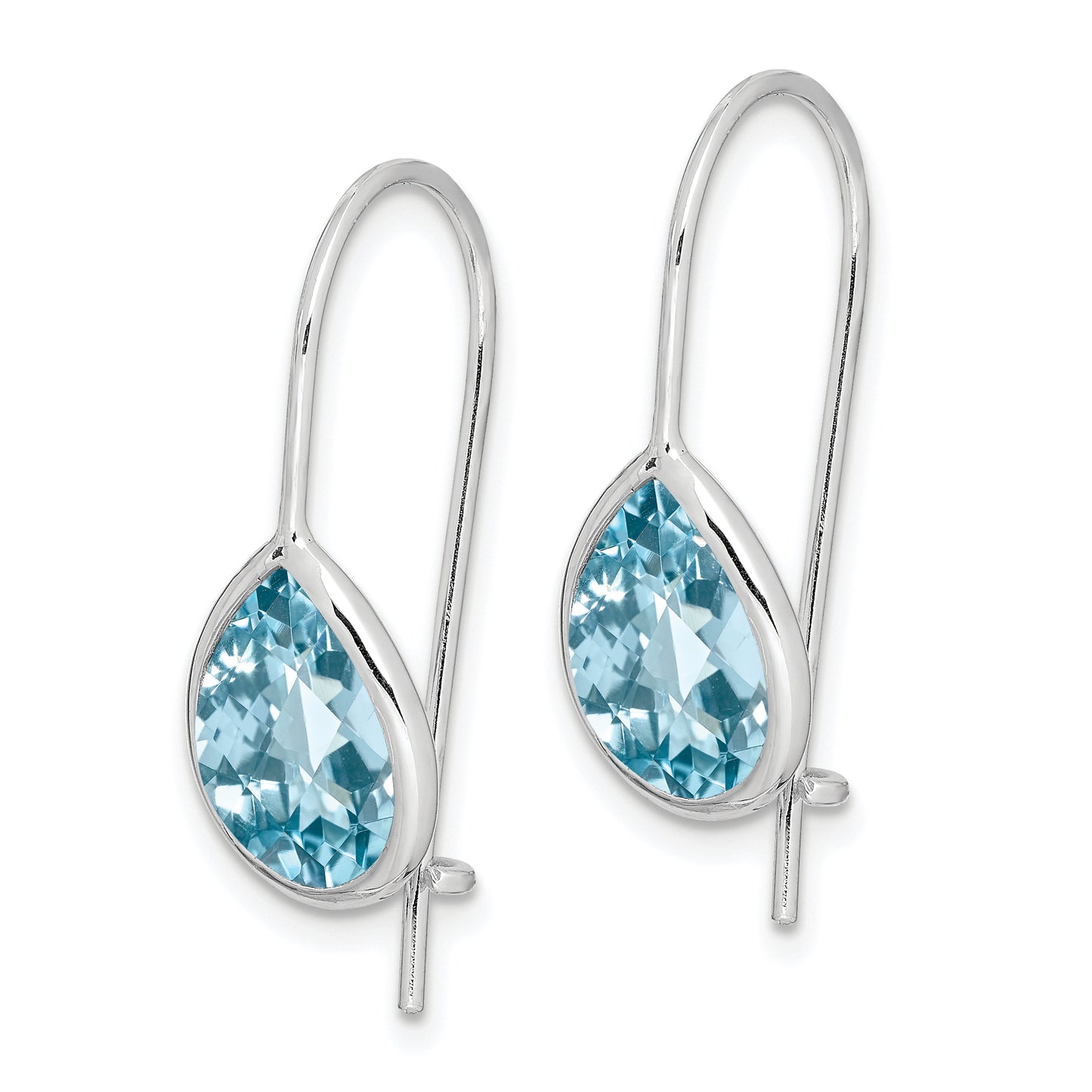 Sterling Silver Rhodium Plated Blue Topaz Teardrop Earrings