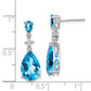 Sterling Silver Rhodium Plated Blue And White Topaz Earrings