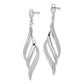 Sterling Silver Rhodium Plated Diamond Swirl Post Dangle Earrings