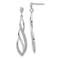 Sterling Silver Rhodium Plated Diamond Swirl Post Dangle Earrings