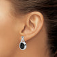 Sterling Silver Rhodium-Plated Polished Oval Onyx Post Dangle Earrings