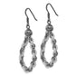 Sterling Silver W/ Black Rhodium Mesh & Beaded Teardrop Dangle Earrings