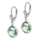 Sterling Silver Rhodium-Plated Green Quartz Dangle Lever Back Earrings