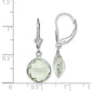 Sterling Silver Rhodium-Plated Green Quartz Dangle Lever Back Earrings