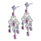 Sterling Silver Rhodium-Plated Rhodolite Garnet And Amethyst Earrings