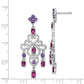 Sterling Silver Rhodium-Plated Rhodolite Garnet And Amethyst Earrings