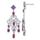 Sterling Silver Rhodium-Plated Rhodolite Garnet And Amethyst Earrings