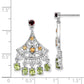 Sterling Silver Rhodium-Plated Garnet Citrine And Peridot Dangle Earrings