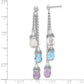 Sterling Silver Amethyst And Blue & White Topaz Dangle Earrings