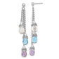 Sterling Silver Amethyst And Blue & White Topaz Dangle Earrings