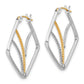 Sterling Silver W/14K Gold-Plated Polished Twisted Squares Hoop Earrings