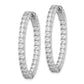 Sterling Silver Shimmer Rhodium-Plated 54 Stone 2.5mm Cz In And Out Oval Hinged Hoop Earrings