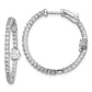 Sterling Silver Shimmer Rhodium-Plated 64 Stone Cz Fancy In And Out Round Hinged Hoop Earrings