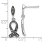 Sterling Silver Antiqued Marcasite Awareness Ribbon Dangle Earrings