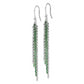 Sterling Silver Rhodium & Green Flash-Plated Chain Dangle Earrings