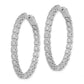 Sterling Silver Shimmer Rhodium-Plated 50 Stone 2.0mm Cz In And Out Round Hinged Hoop Earrings