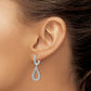 Sterling Silver Shimmer Rhodium-Plated 46 Stone Cz Open Teardrop Dangle Hinged Hoop Earrings