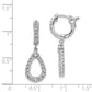 Sterling Silver Shimmer Rhodium-Plated 46 Stone Cz Open Teardrop Dangle Hinged Hoop Earrings