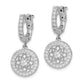 Sterling Silver Shimmer Rhodium-Plated 60 Stone Cz Fancy Dangle Hinged Hoop Earrings