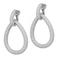 Sterling Silver Shimmer Rhodium-Plated 716 Stone Pav Cz Hinged Teardrop Hoop Earrings