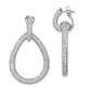 Sterling Silver Shimmer Rhodium-Plated 716 Stone Pav Cz Hinged Teardrop Hoop Earrings