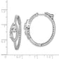 Sterling Silver Shimmer Rhodium-Plated 88 Stone Cz Fancy In And Out Oval Hinged Hoop Earrings