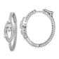 Sterling Silver Shimmer Rhodium-Plated 88 Stone Cz Fancy In And Out Oval Hinged Hoop Earrings