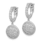 Sterling Silver Shimmer Rhodium-Plated 88 Stone Cz Pav Circle Dangle Hinged Hoop Earrings