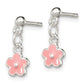 Sterling Silver Polished Pink Enameled Flower Children'S Post Dangle Earrings