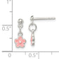 Sterling Silver Polished Pink Enameled Flower Children'S Post Dangle Earrings