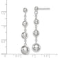 Sterling Silver Rhod-Plated Polished Graduated Beaded Post Dangle Earrings