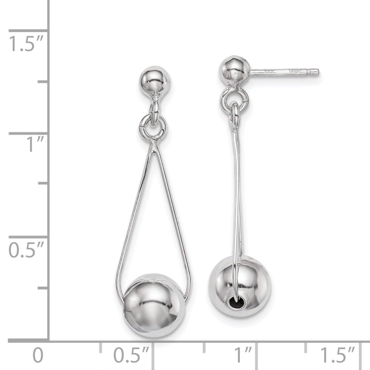 Sterling Silver Rhodium-Plated Post Dangle Earrings