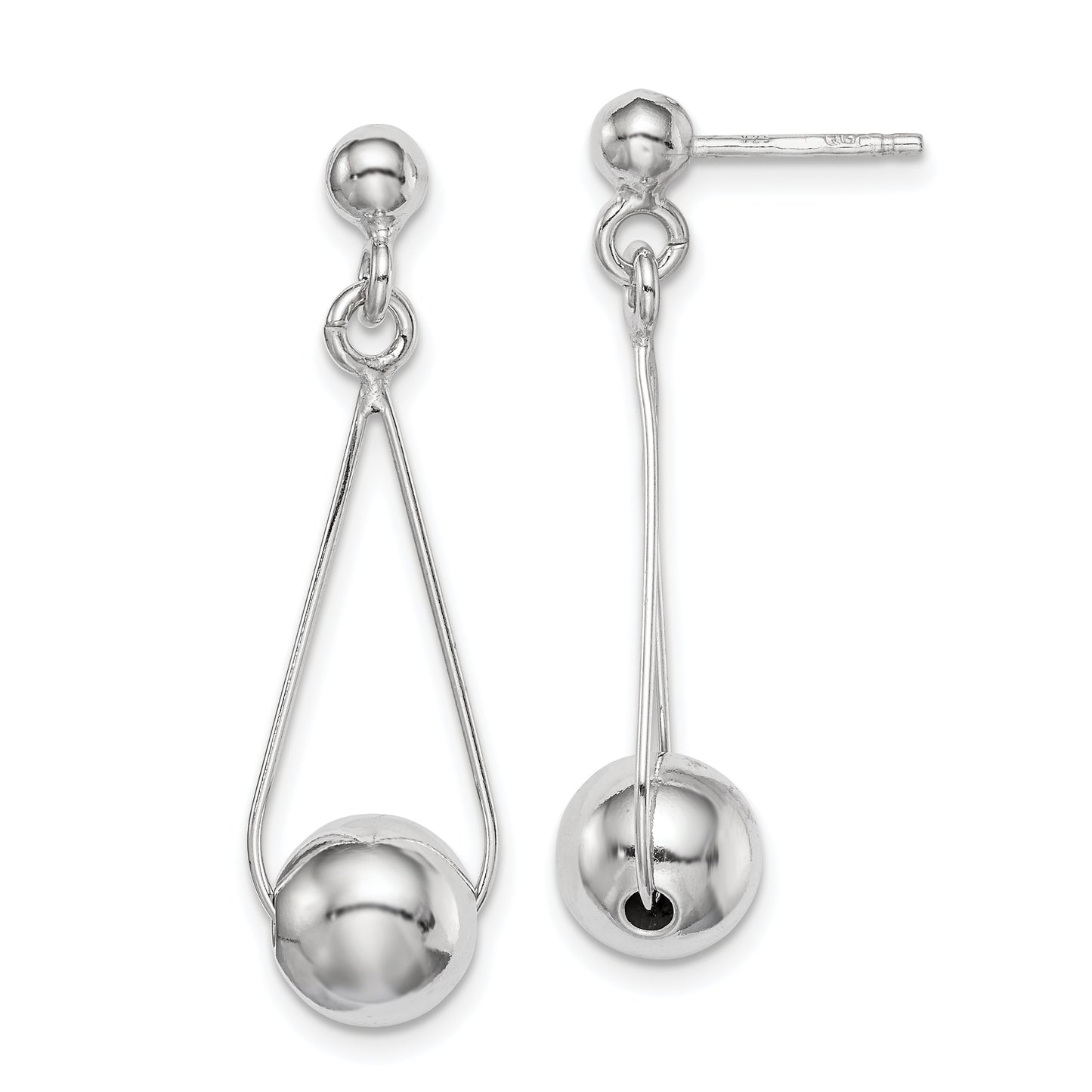 Sterling Silver Rhodium-Plated Post Dangle Earrings